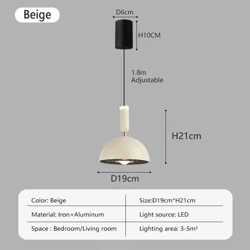 Nordic LED pendant light with adjustable height for home decoration, dining room, living room, bedroom, bedside lighting - vue 14 sur 14
