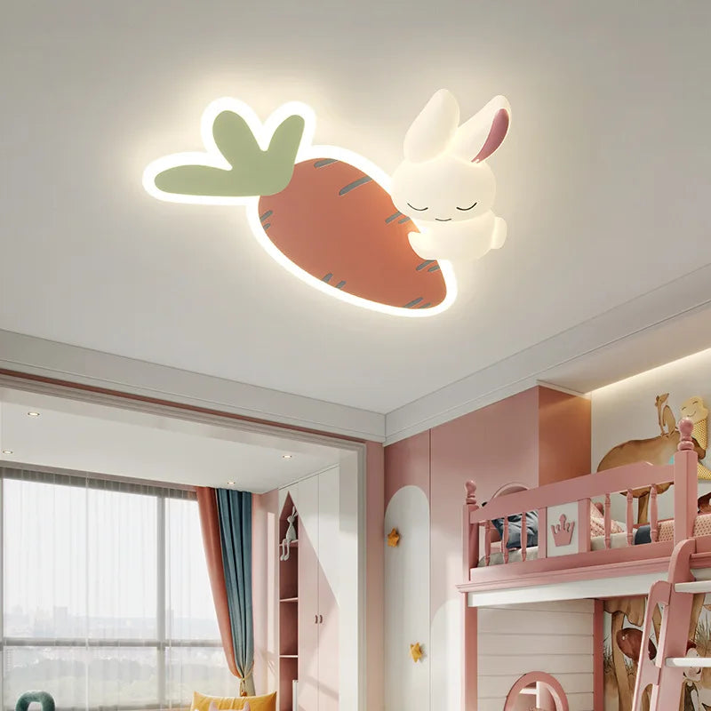 Mignon enfants chambre plafonniers LED blanc lapin lumière Simple dessin animé princesse chambre petite fille chambre décor plafonniers - vue 4 sur 10
