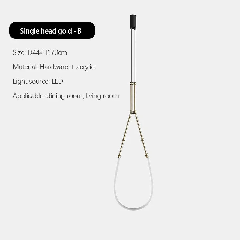 lustre moderne en bambou fer et silicone avec lumières led - vue 10 sur 17