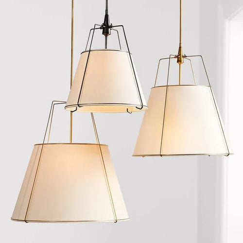Cone drum pendant light, fabric lampshade, restaurant kitchen pendant light, indoor home decoration lighting - vue 2 sur 8