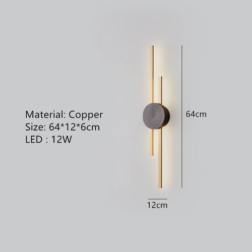 minimalist brass LED wall light for restaurant and aisle - vue 18 sur 18