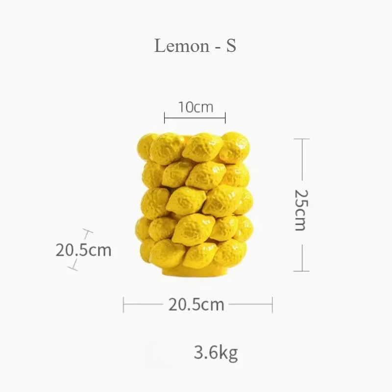 Ceramic Vase,Lemon Tomato Modern Simple Style Indoor Wedding Table Decoration,Creative Home Decorative Flower Arrangement - vue 11 sur 13