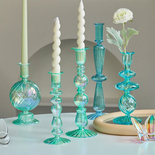 bougeoirs coniques en verre pour décoration intérieure et mariage - vue 2 sur 12