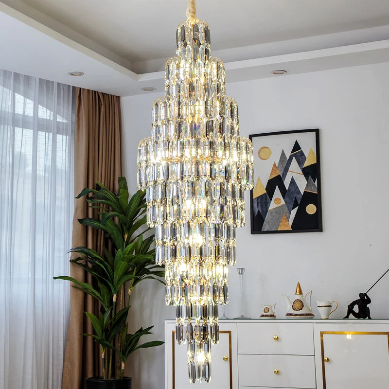 lustre en cristal pour escalier et halls d'hôtel - vue 6 sur 25