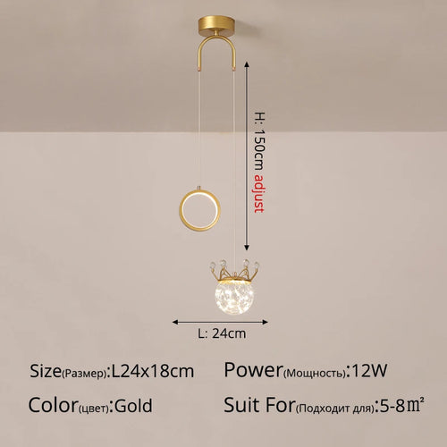 Modern nordic minimalist LED moon pendant light for home decor - vue 12 sur 13