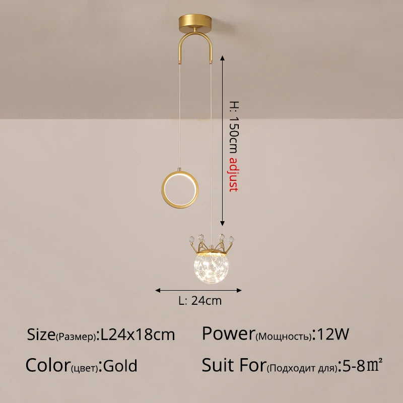 Modern nordic minimalist LED moon pendant light for home decor - vue 11 sur 13