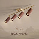 Walnut Wood Brass Spotlight Ceiling Light Fixture, Living Room Light for Dining Room, Kitchen Island, Corridor aisle, bedroom