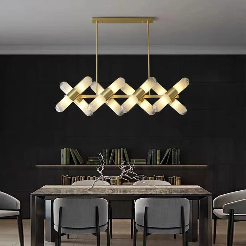 lustre italien moderne led minimaliste en cuivre pour bar café - vue 4 sur 12