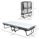 HOMCOM folding bed 200x80x42,5 cm with single mattress wheels living room office