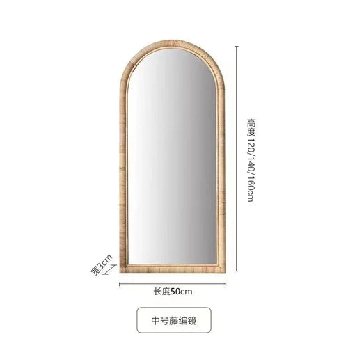 Full length mirror, floor mirror, girls' makeup, dressing, dressing, rattan net, Nordic fitting mirror, ins - vue 11 sur 12