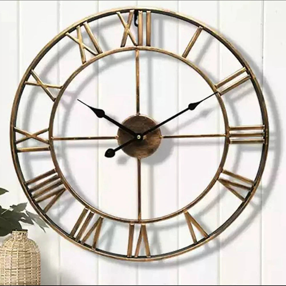 horloge murale chiffres romains décorative pour intérieur et extérieur - vue 8 sur 8