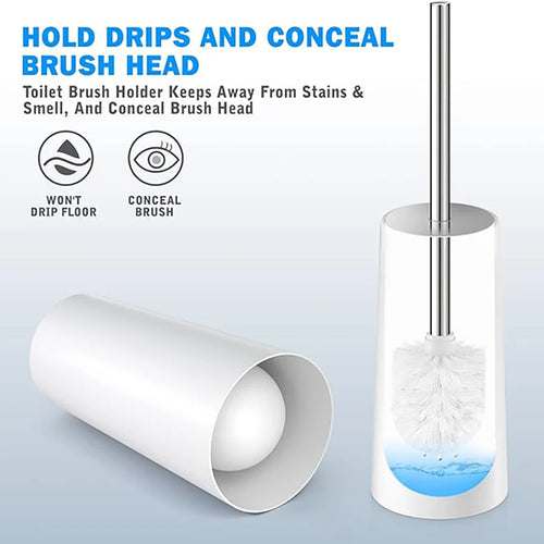 1pcs Toilet Brush and Holder, 304 Stainless Steel Long Handle, Toilet Bowl Brush for Bathroom Toilet-Ergonomic, Elegant, Durable - vue 7 sur 9