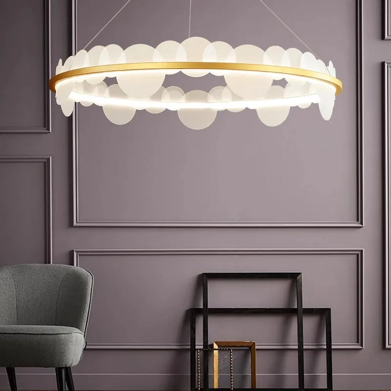 suspension nordique à anneau doré pour décoration intérieure ajustable - vue 5 sur 9