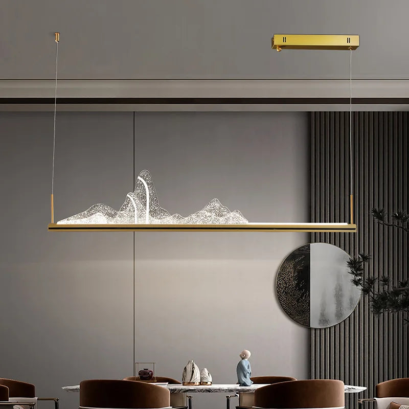 SANDYHA Neige Montagne Style Chinois Lustres Designer Paysage Créatif Lampe À LED Salon Salle À Manger Bar Décor Suspension