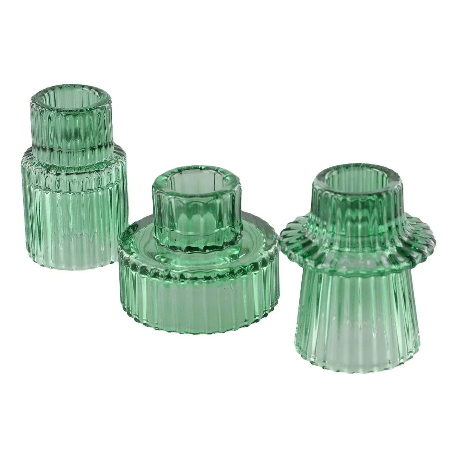 3PCS Set Glass Candlestick,Stick Candle Holder,Transparent Pink Green Amber Color,Wedding Romantic Table Candle Stand,Home Decor - vue 3 sur 8