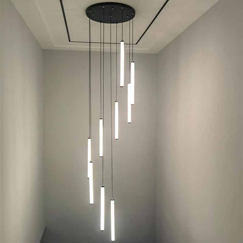 lustre led long tube spirale minimaliste moderne 2023 - vue 2 sur 15
