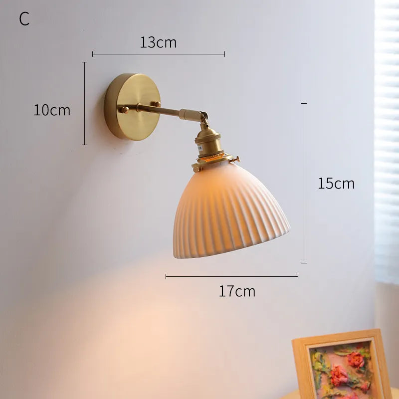 Applique LED nordique japonaise cuivre blanc - vue 21 sur 23