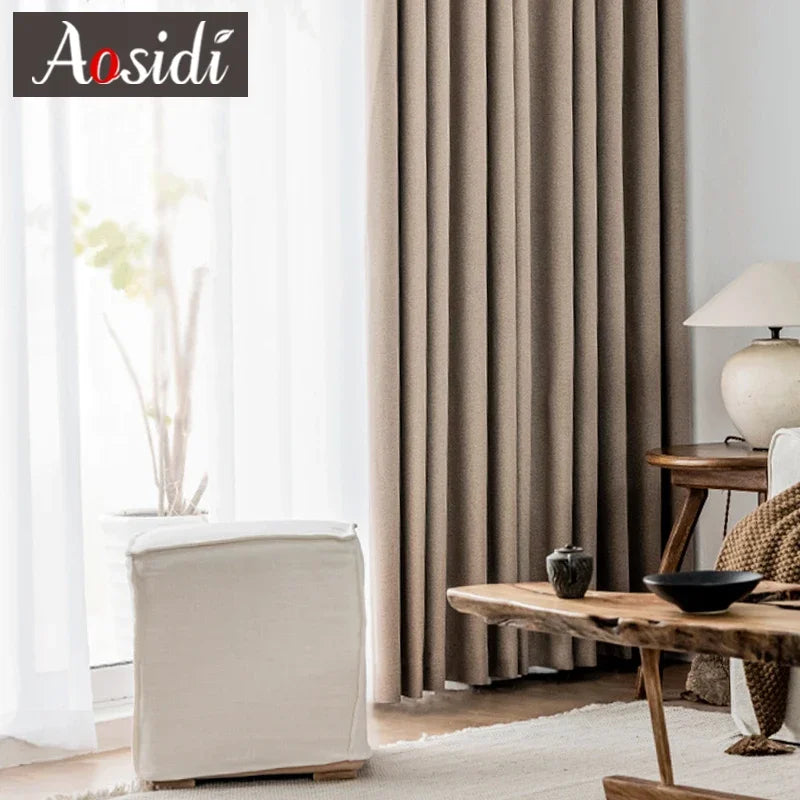 Rideau occultant aspect lin moderne salon chambre - vue 4 sur 11