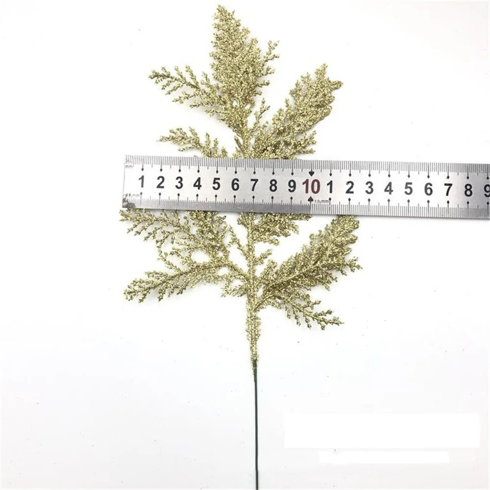décoration de noël feuilles de pin paillettes pour bricolage couronne arbre - vue 4 sur 17