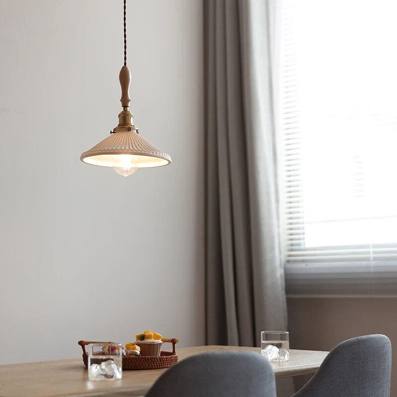 suspension led cuivre bois décor simple moderne intérieur - vue 6 sur 29