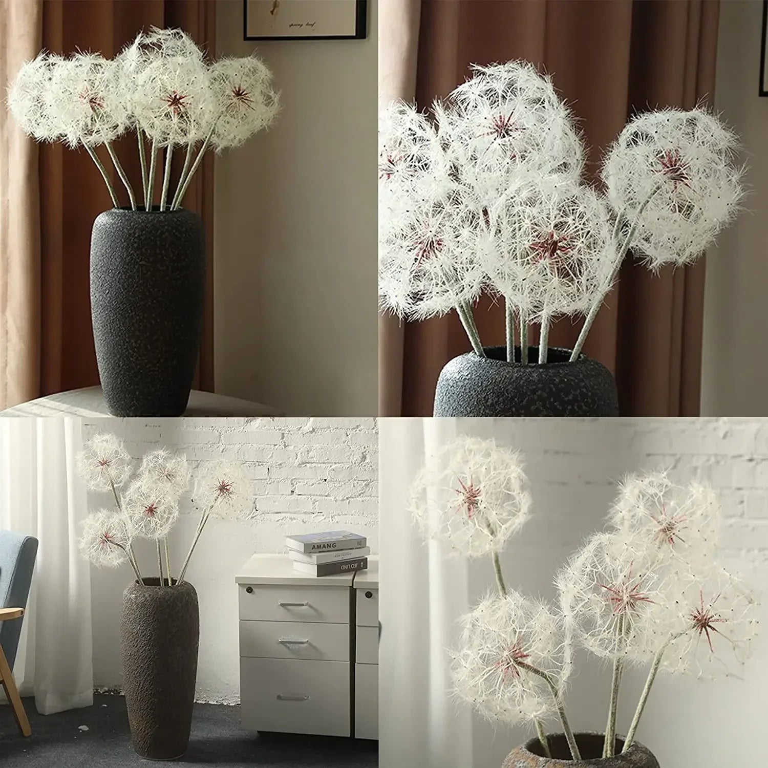 (2 Pcs)Artificial Dandelion Flower, Giant Faux Dandelion Flowers Artificial Dandelion Flowers for Home Decoration - vue 3 sur 6
