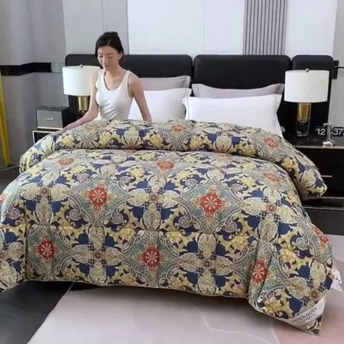 New 95 printed hotel down quilt thickened warm white goose down winter quilt , easy temperature locking - vue 3 sur 6