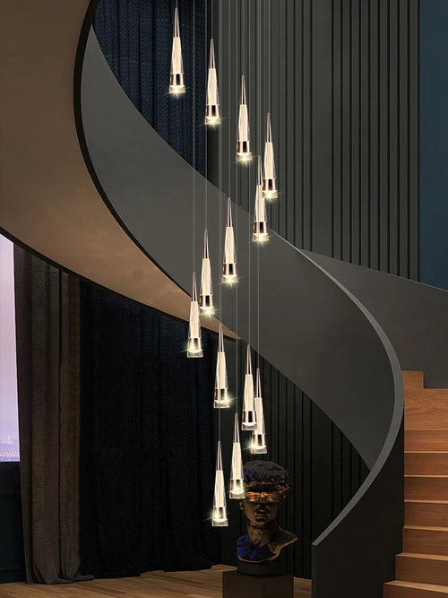 Modern minimalist chandelier for staircases in contemporary acrylic design - vue 4 sur 15