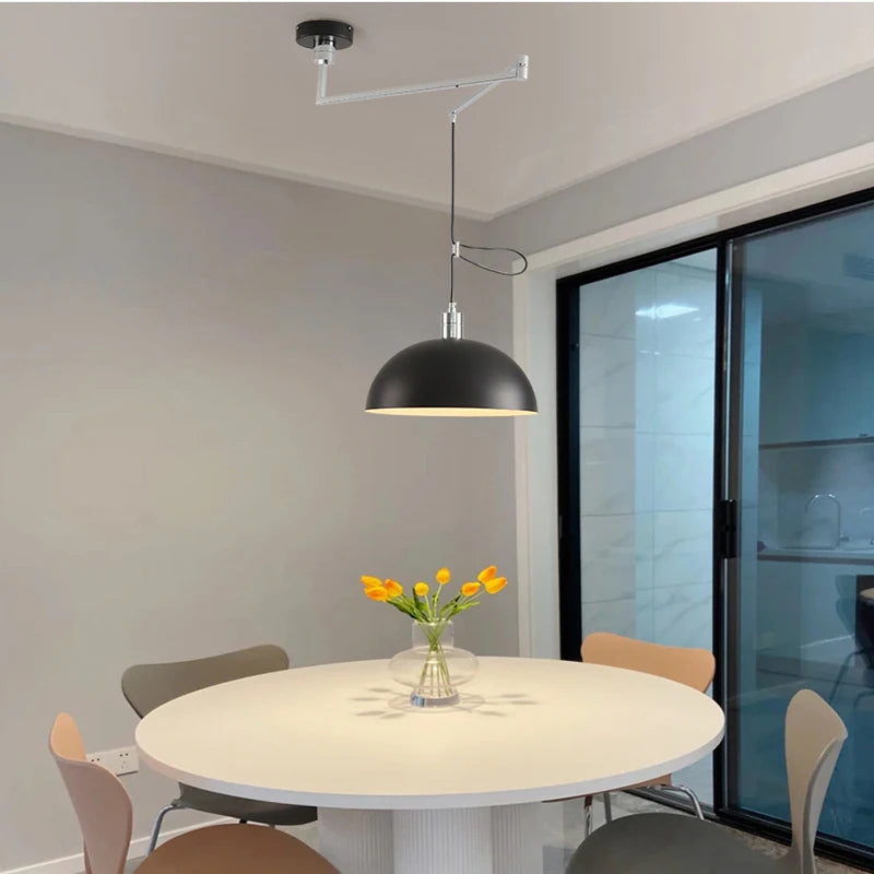 Suspension télescopiques modernes pliantes en métal salle à manger cuisine barre d'étude rotatif décor à la maison éclairage E27 - vue 4 sur 12
