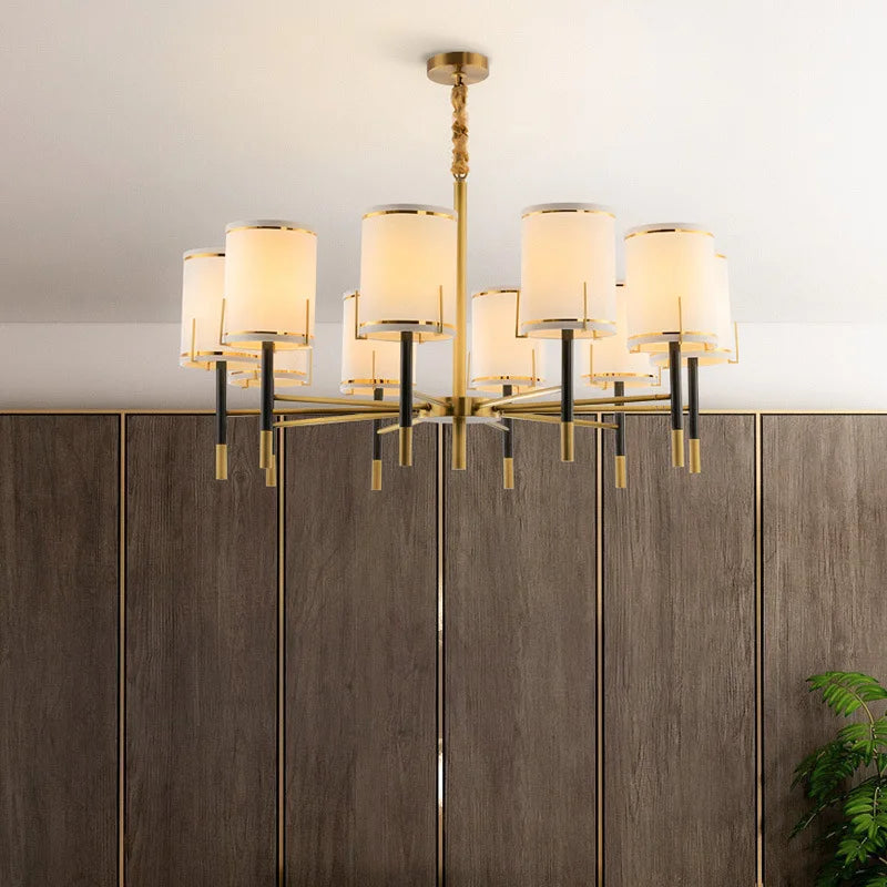 Lustre design luxe Cuivre avec abat-jour style américain