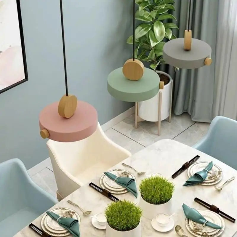 LED Iron Pendant Light for Dining Room, Round Disc, Long Strip, Bedside Nightlight, Study Living Room, Simple Decor, Coffee Bar - vue 5 sur 14