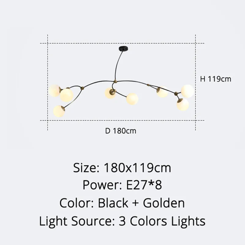 Modern minimalist nordic molecular design chandelier - vue 8 sur 12