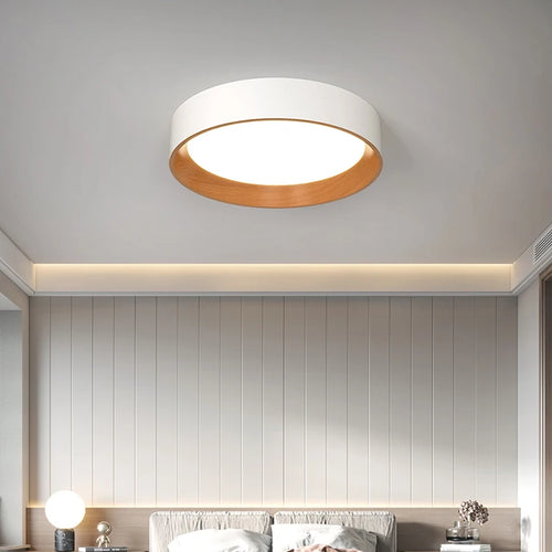 Minimalist Nordic wood grain LED ceiling light - vue 4 sur 12