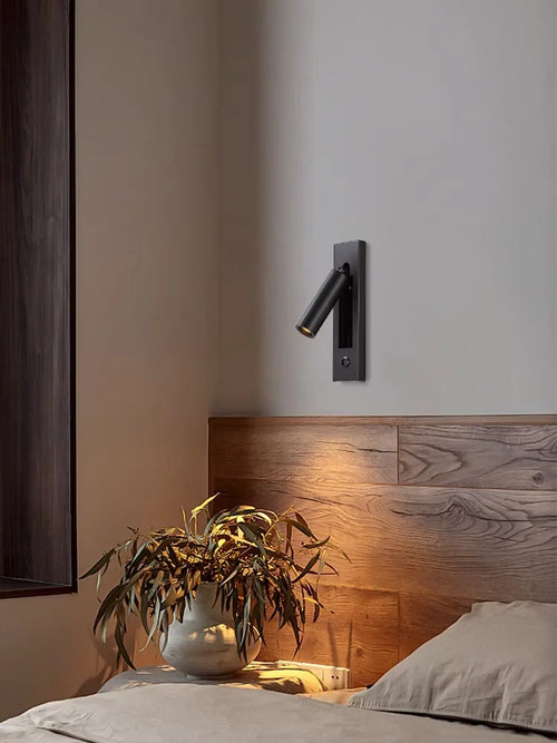 Black Brass Rectangular LED Wall Lamp Wall Sconce Wall Spotlight Reading Light with Switch and USB Port, Rotatable For Bedroom - vue 2 sur 22