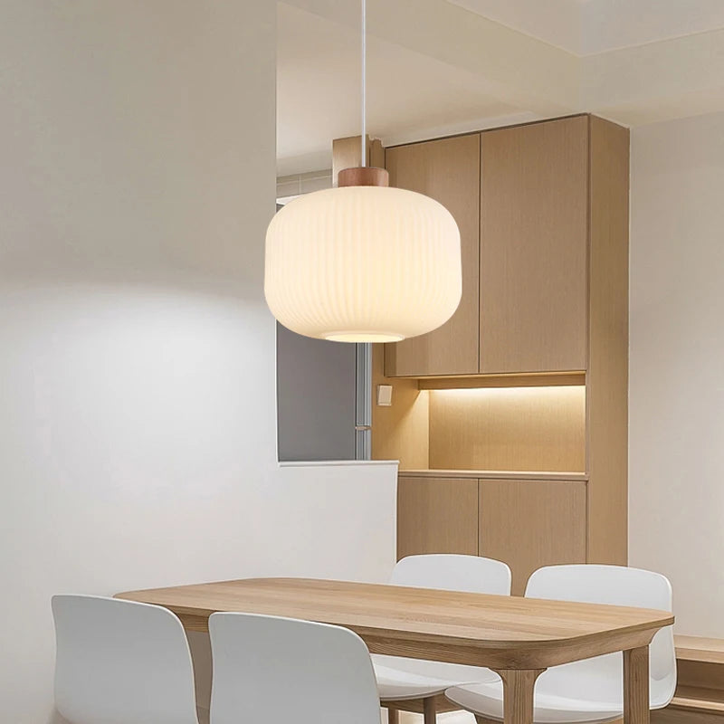 suspension en bois et verre style nordique moderne décoratif intérieur - vue 5 sur 9