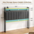 Headboard for Full/Twin/Queen Bed with Storage, 60,000 DIY Color of LED Light, with USB, Height Adjustable, Black Upholstered
