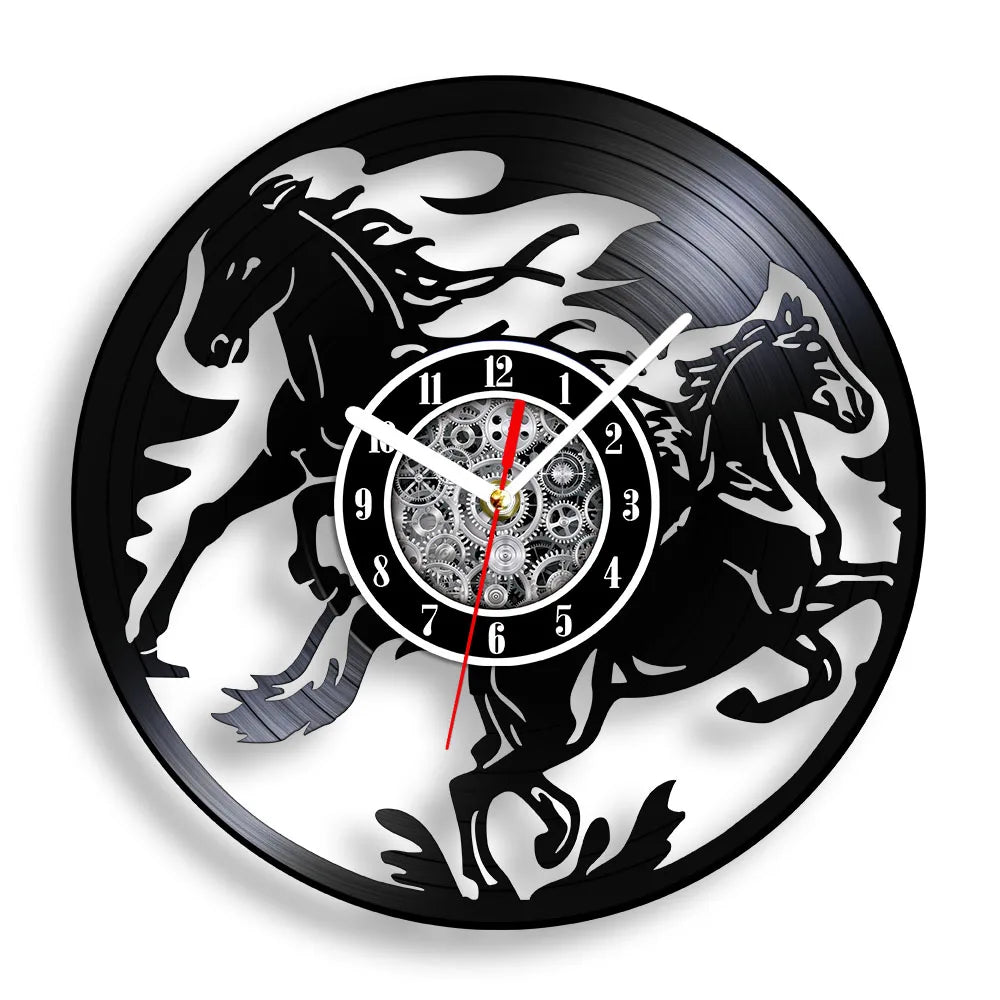 horloge murale vinyle cheval décoration équestre artisanale cadeau unique - vue 16 sur 22