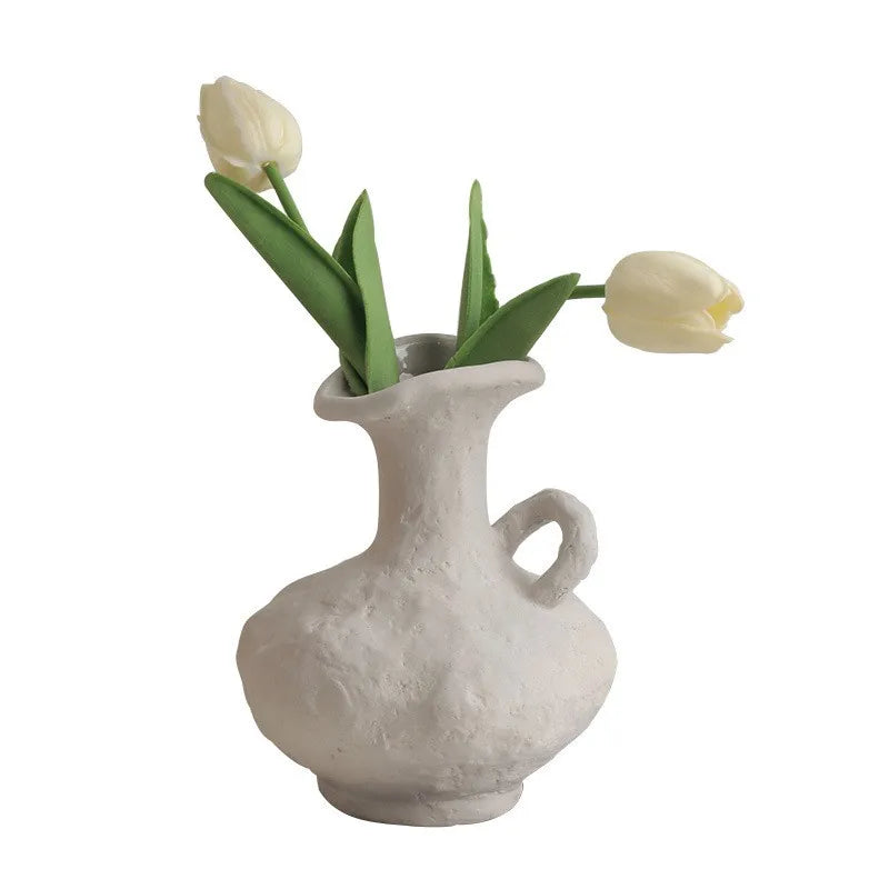 Hydroponics Nordic Style Simple Flower Pot, Ceramic White Vases, Table Accessories, Bathroom Aesthetic Room Decoration - vue 5 sur 15