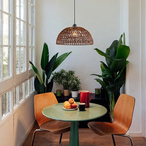 Lustre en corde de chanvre de style japonais - vue 4 sur 9