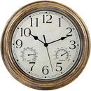 12inch Wall Clock,Retro Waterproof Clock with Displays Thermometer&amp;Hygrometer,Noise-Free Clock for Indoor/Outdoor