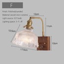 Minimalist Japanese wall light in wood and vintage glass