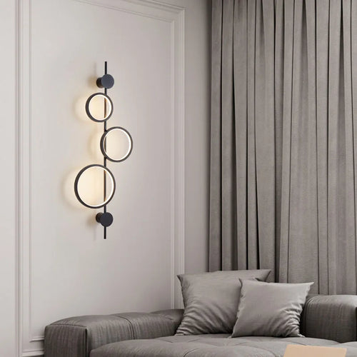 Minimalist Nordic wall light with 3 art deco metal rings - vue 4 sur 7