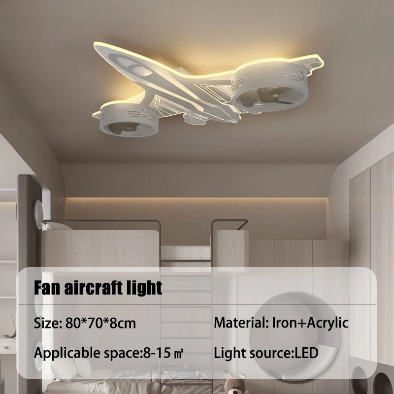 SANDYHA moderne avion Ventilador Mando plafonniers ventilateurs chambre d'enfants chambre décor à la maison Lampadario Luminaires Suspendus - vue 7 sur 7