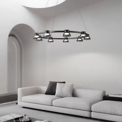 Italian minimalist glass chandelier for modern interiors - vue 3 sur 12