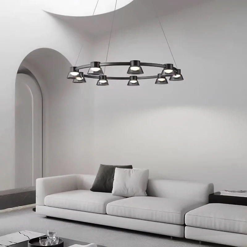 Italian minimalist glass chandelier for modern interiors - vue 3 sur 12