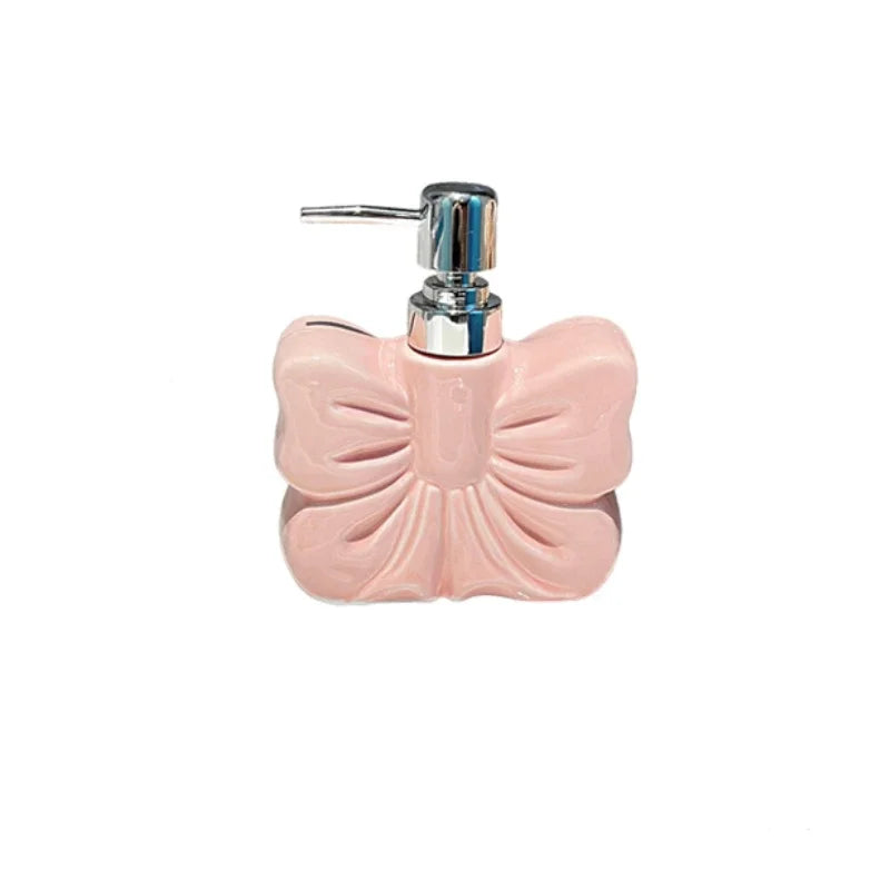 1pc, Ceramics Bowknot Lotion Press Bottle, Household Bathroom Shower Gel Bottle, Plastic Pump Head, Bathroom Liquid Dispenser - vue 6 sur 9