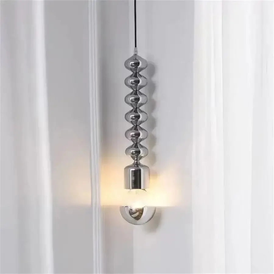 lampe de chevet industrielle chromée moderne à longue ligne ondulée - vue 4 sur 5