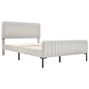 Double Bed, Beige Linen Fabric, with Adjustable Headboard and Slatted Frame, Youth Bed, for Bedroom, Guest Room, 160 x 200 cm