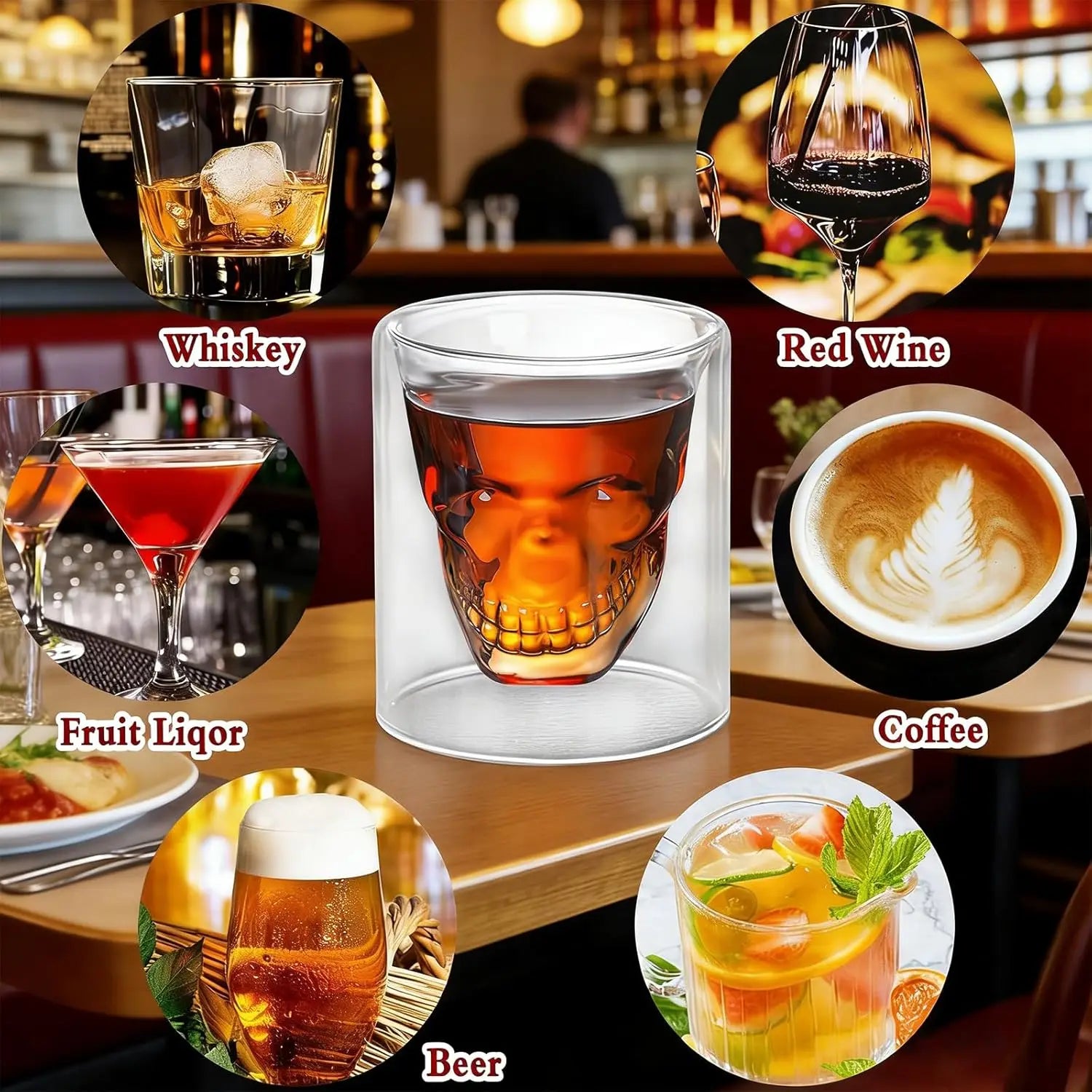 Verre cocktail forme crâne épais résistant bar - vue 6 sur 10