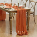 Chemin de table coton gaze vintage beige mariage intérieur extérieur