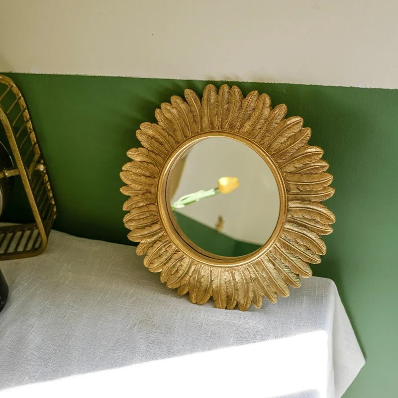 miroir mural vintage décoratif en forme de soleil et fleur